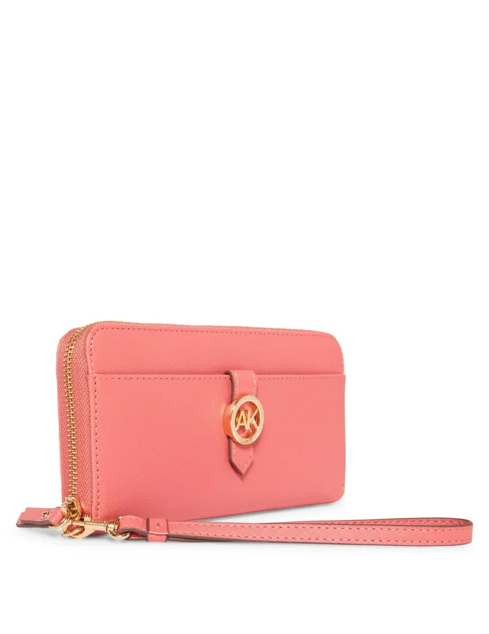 Anne Klein Round AK Zip Around Wallet Posie Pink Women Handbags