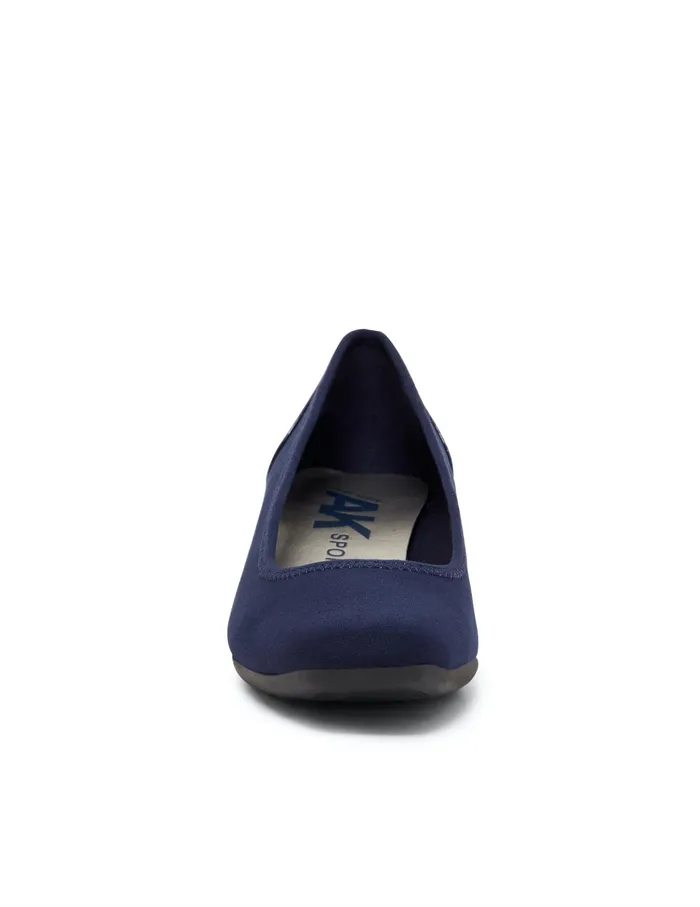 Anne Klein Wisher Wedge Navy Multi Fabric Women Shoes