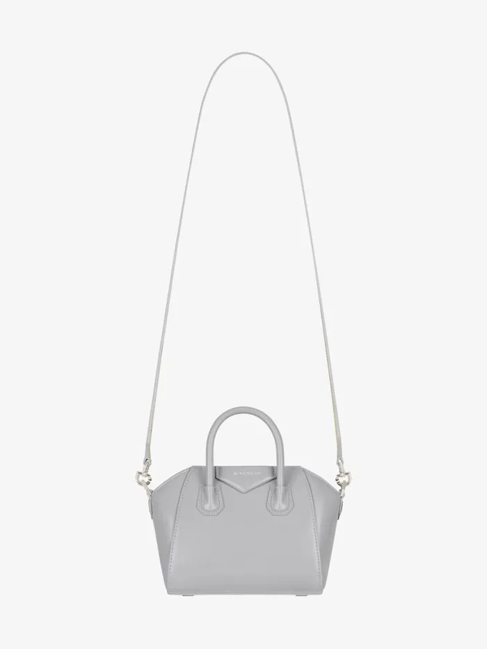 Antigona Toy Bag In Box Leather Light Greynatural Beige Women Givenchy Micro Bags