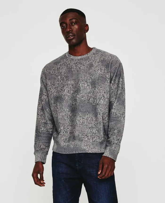 Arc Crew Ikat Heather Grey Multi Men AG Jeans Sweatshirts
