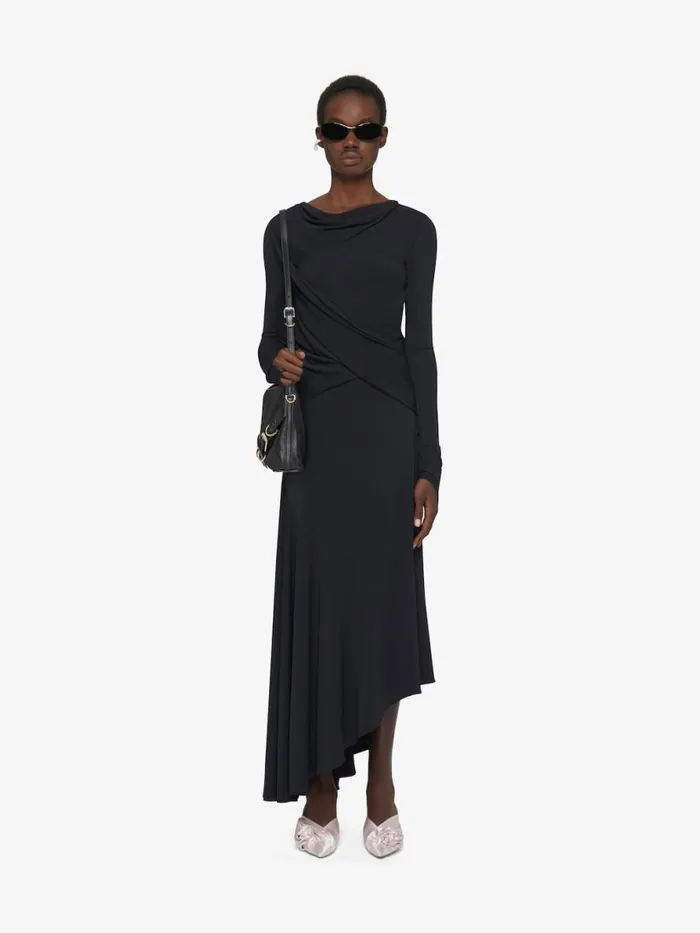 Asymmetric Draped Dress In Crepe Jersey Black Women Givenchy Dresses