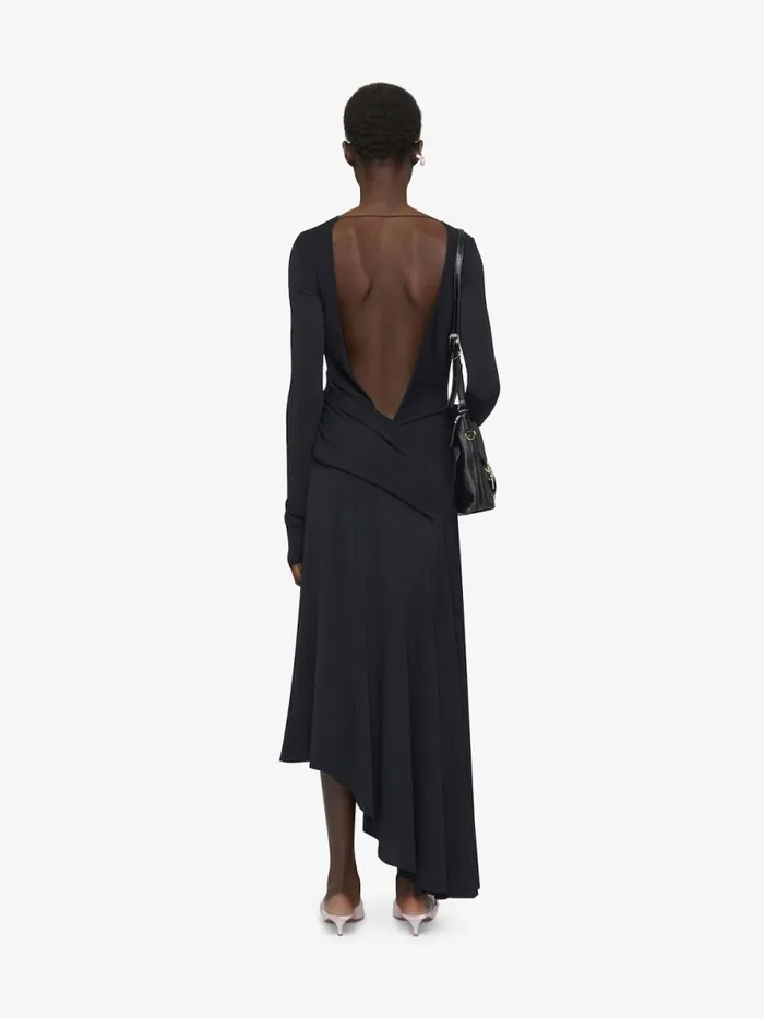 Asymmetric Draped Dress In Crepe Jersey Black Women Givenchy Dresses