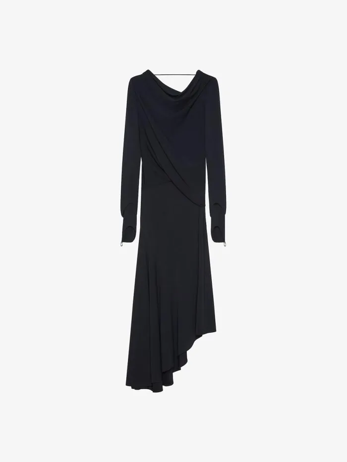 Asymmetric Draped Dress In Crepe Jersey Black Women Givenchy Dresses