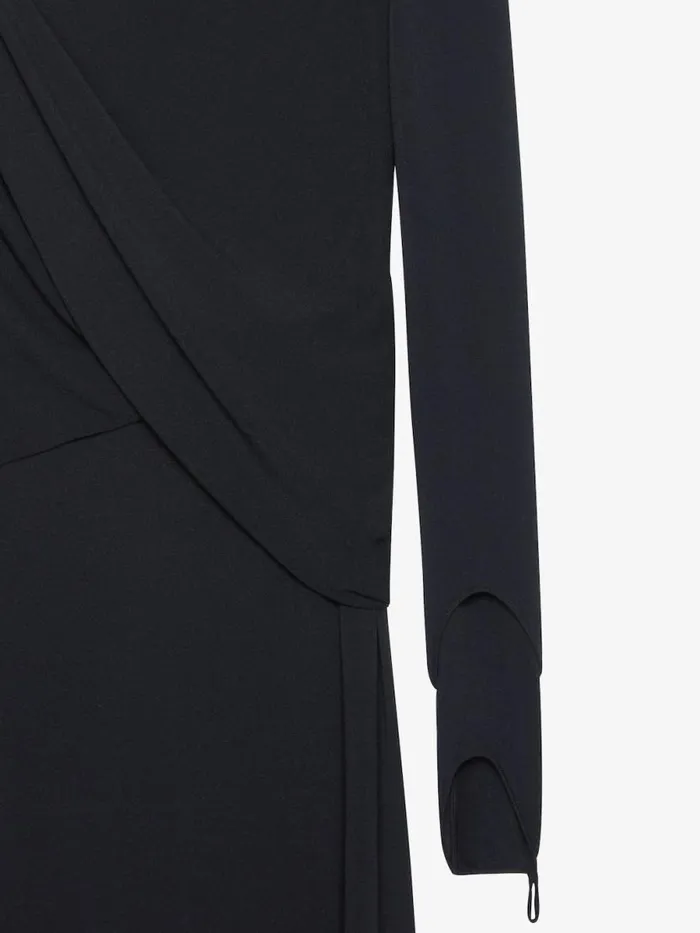 Asymmetric Draped Dress In Crepe Jersey Black Women Givenchy Dresses