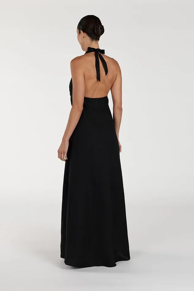 AUDREY BLACK HALTER LINEN DRESS Women DISSH Linen Dresses