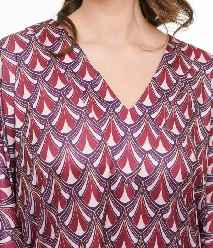 Audrey K Purple Art Deco Fringe Love Is A Drug Caftan DressesPlus Unique Vintage Midi and Maxi
