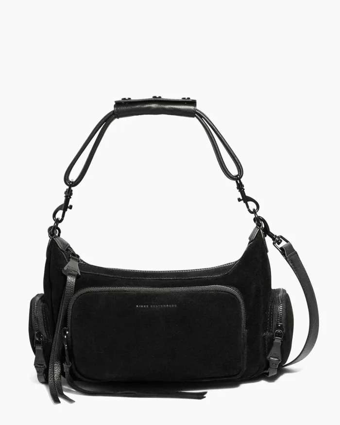 Away We Go Convertible Shoulder Black Suede Women Aimee Kestenberg Shoulder Bags