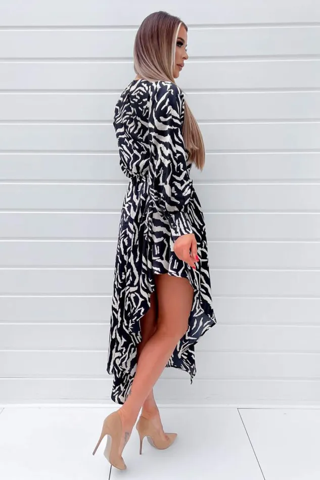 AX Paris Black Animal Print High Low Skirt Midi Dress Dresses