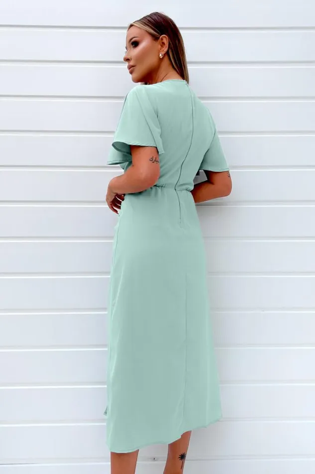 AX Paris Duck Egg Ruched Split Leg Midi Dress Dresses