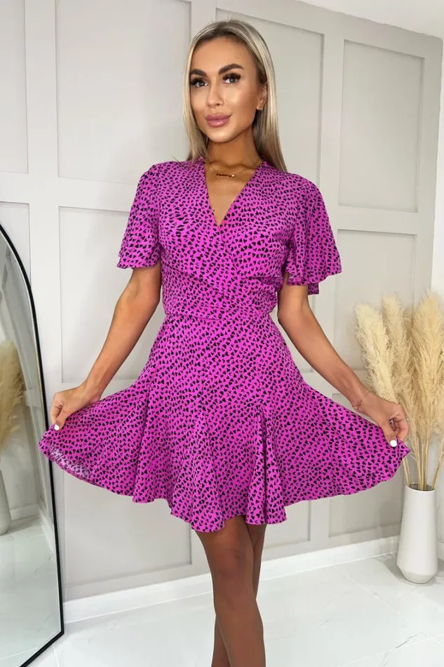 AX Paris Hot Pink Heart Print Skater Dress Dresses