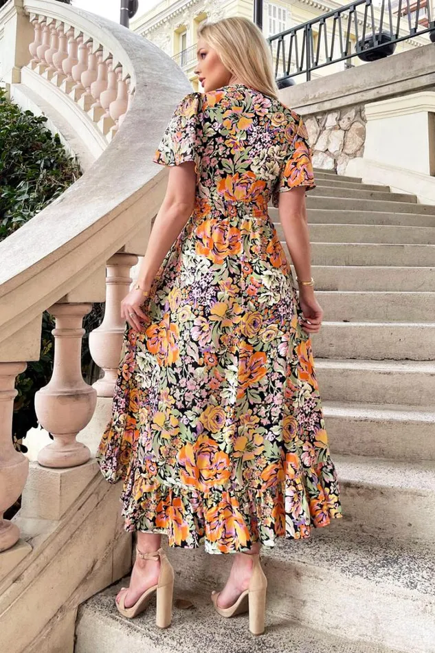 AX Paris Multi Floral Printed High Low Wrap Top Midi Dress Dresses