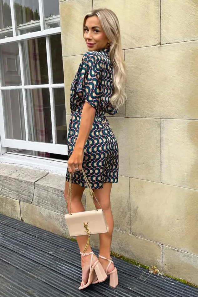 AX Paris Multi Print High Neck Short Sleeved Mini Dress Dresses