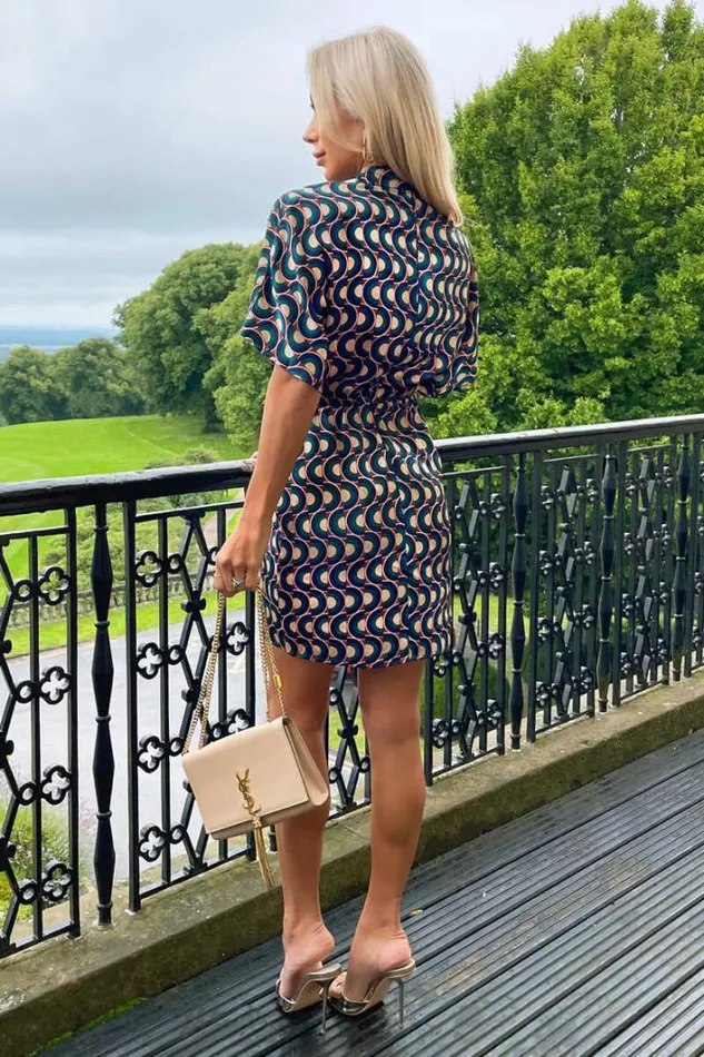 AX Paris Multi Print High Neck Short Sleeved Mini Dress Dresses