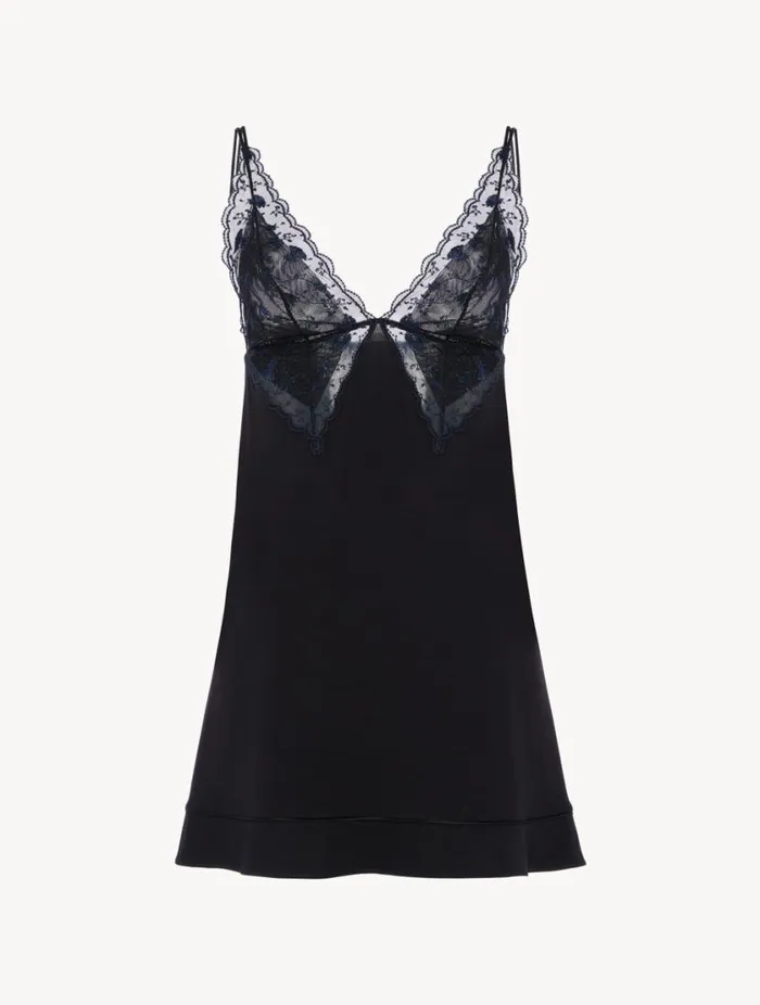 Babydoll In Onyx Sleepwear La Perla Slips and Dresses