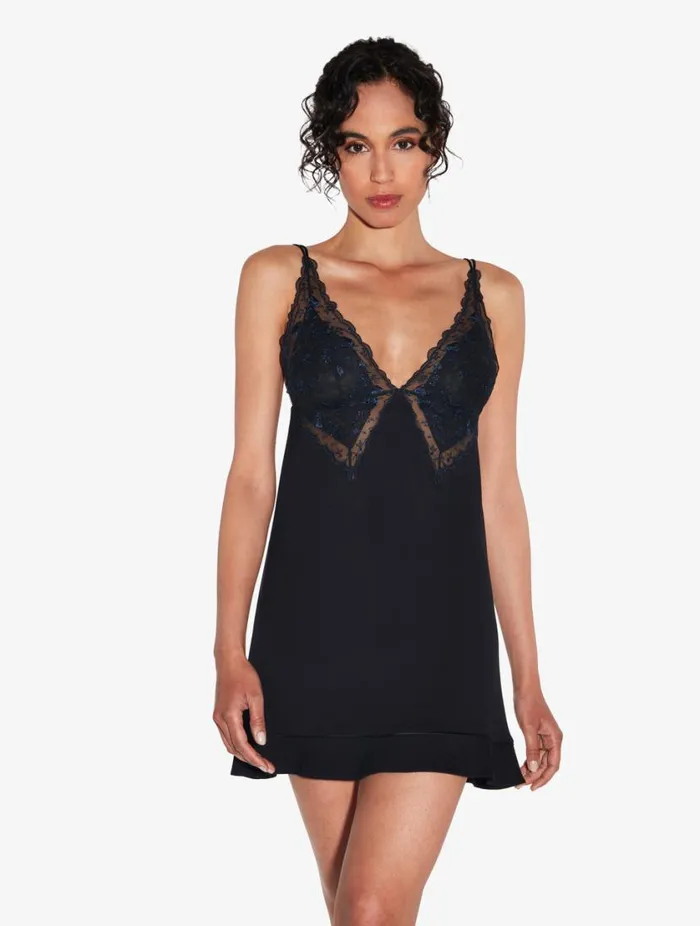 Babydoll In Onyx Sleepwear La Perla Slips and Dresses