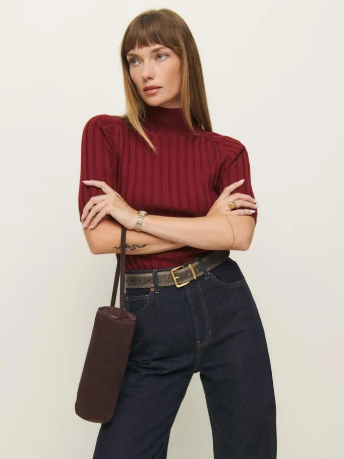 Bags The Reformation Simona Cylinder Bag Espresso Suede