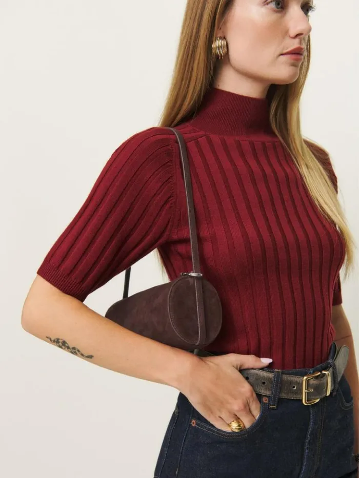 Bags The Reformation Simona Cylinder Bag Espresso Suede