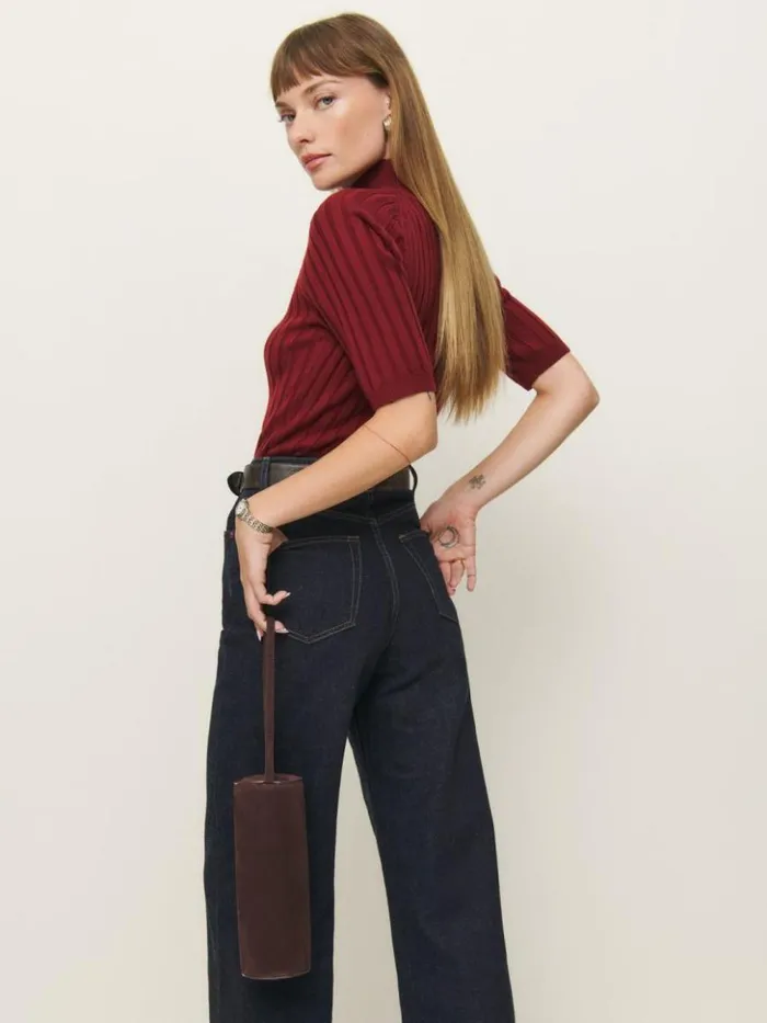 Bags The Reformation Simona Cylinder Bag Espresso Suede