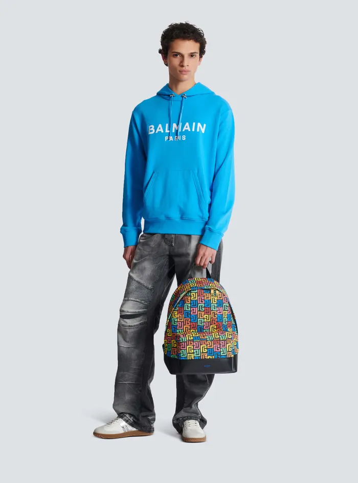 Balmain Bags And Backpacks Men Multicoloured PB Labyrinth Canvas Backpack Black