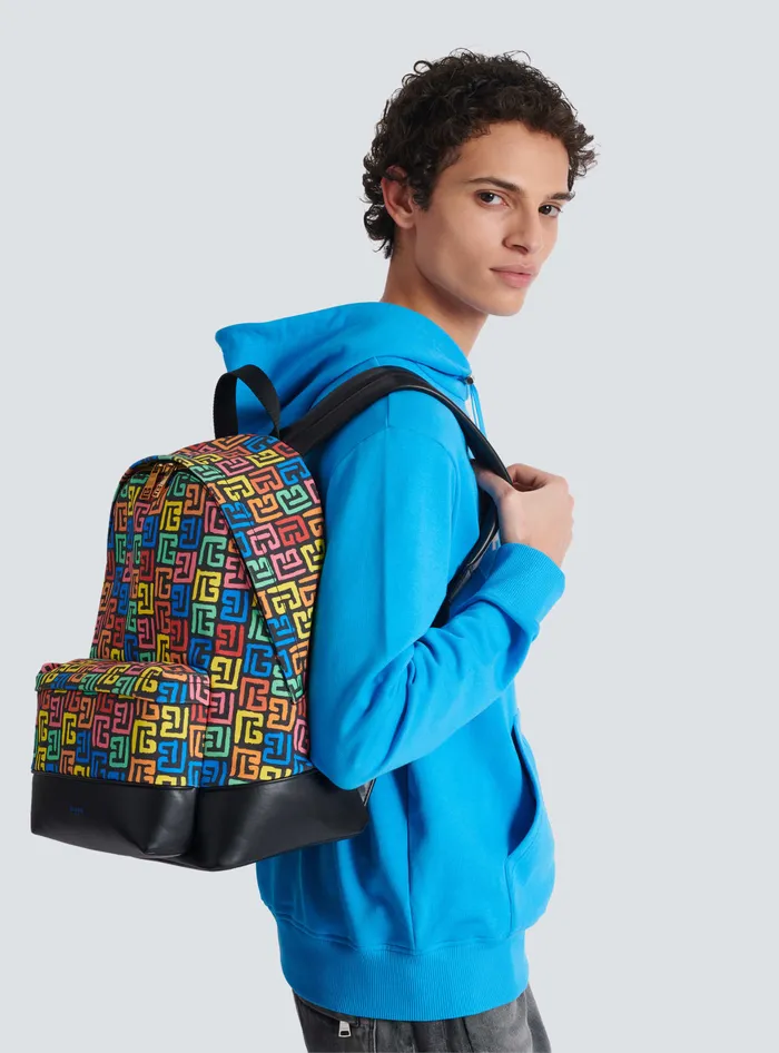 Balmain Bags And Backpacks Men Multicoloured PB Labyrinth Canvas Backpack Black