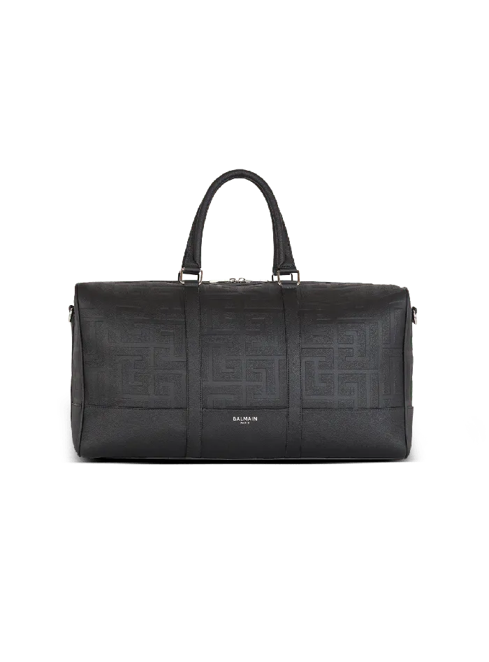 Balmain Bags And Backpacks Men Travel Bag In Grained Leather Black
