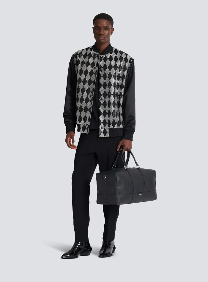 Balmain Bags And Backpacks Men Travel Bag In Grained Leather Black