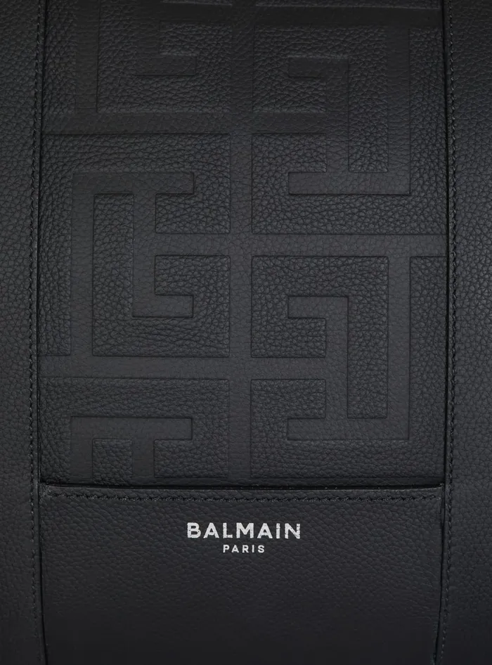 Balmain Bags And Backpacks Men Travel Bag In Grained Leather Black