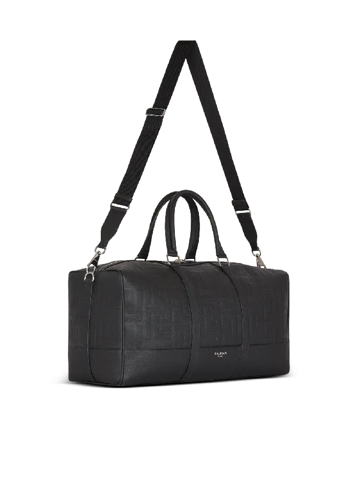 Balmain Bags And Backpacks Men Travel Bag In Grained Leather Black