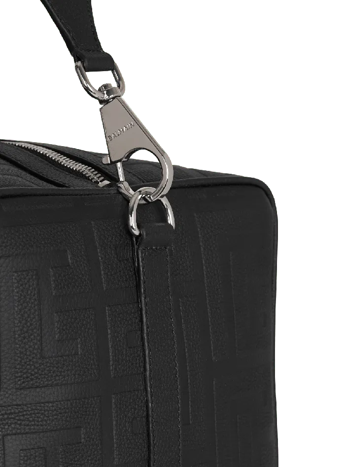 Balmain Bags And Backpacks Men Travel Bag In Grained Leather Black