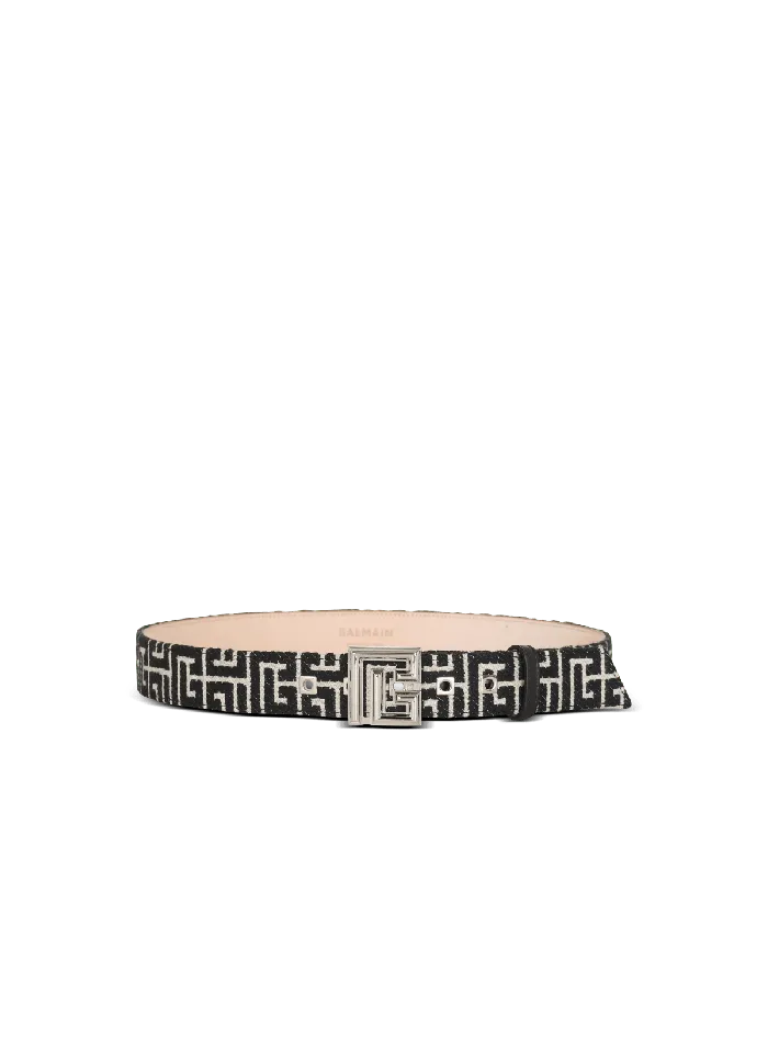 Balmain Belts Men PB Belt In Monogrammed Jacquard Black