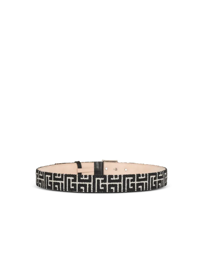 Balmain Belts Men PB Belt In Monogrammed Jacquard Black
