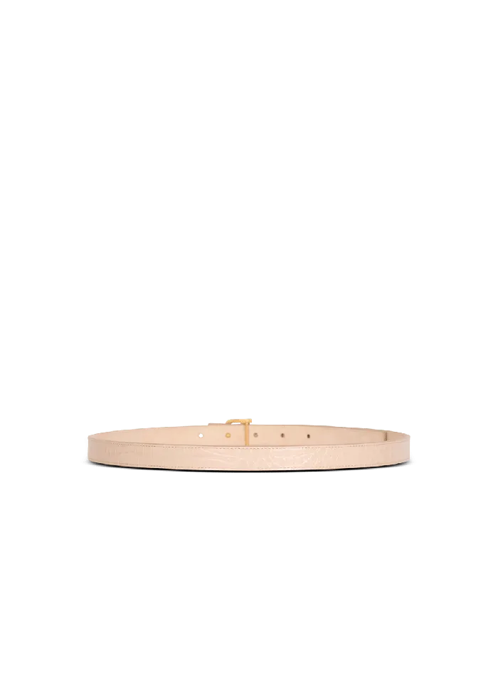 Balmain Belts Women Thin BBelt In Crocodileembossed Calfskin Beige