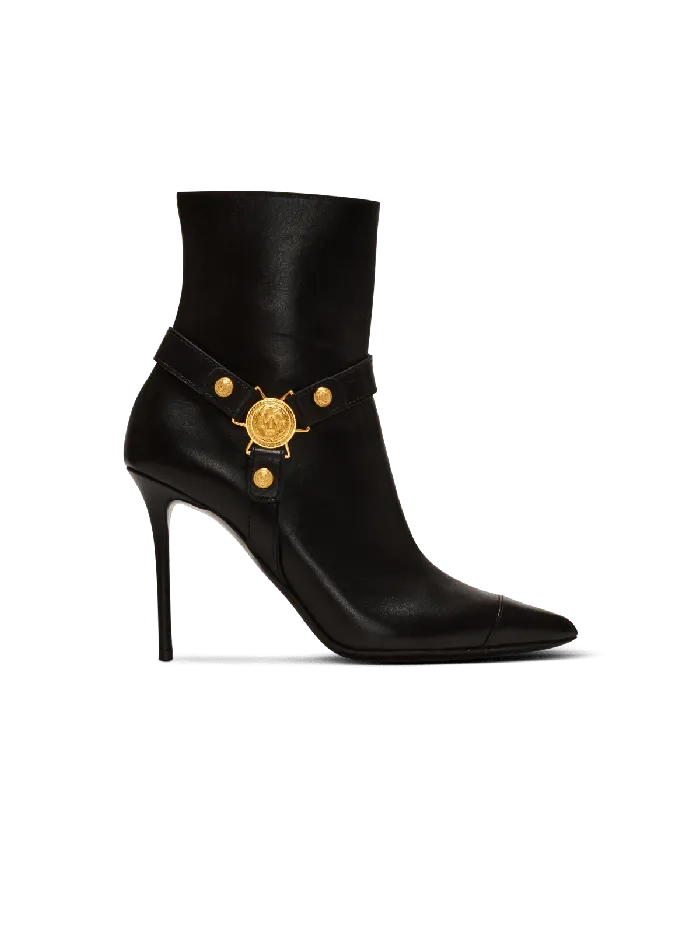 Balmain Boots Women Heeled Calfskin Eva Ankle Boots Black