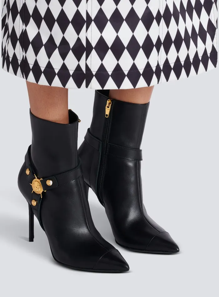 Balmain Boots Women Heeled Calfskin Eva Ankle Boots Black