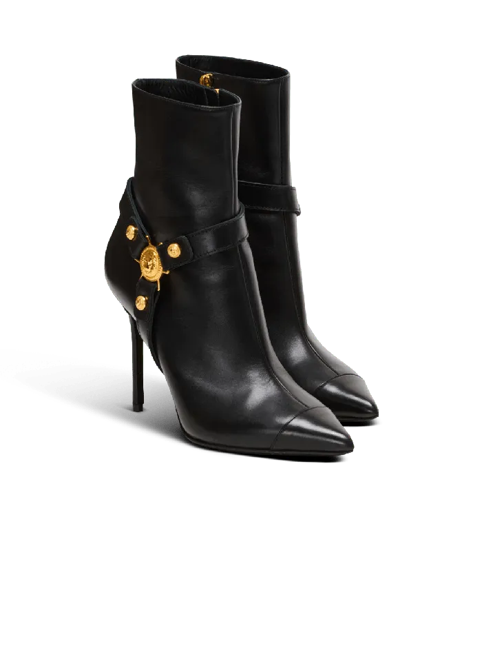 Balmain Boots Women Heeled Calfskin Eva Ankle Boots Black