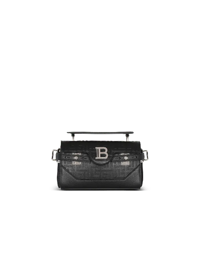 Balmain CrossBody Bags Men BBuzz 19 Monogrammed Canvas And Leather Bag Black