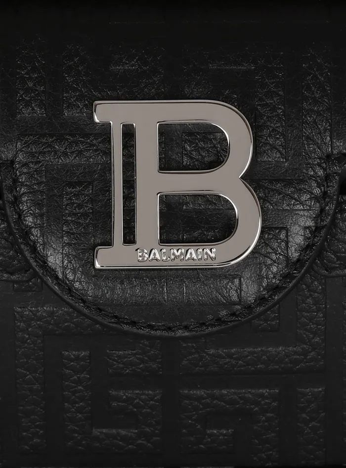 Balmain CrossBody Bags Men BBuzz 19 Monogrammed Canvas And Leather Bag Black
