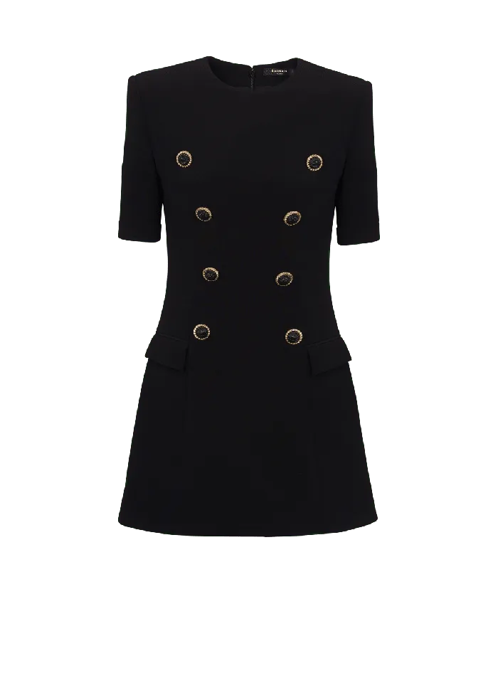 Balmain Dresses Women 8button Crepe Dress Black