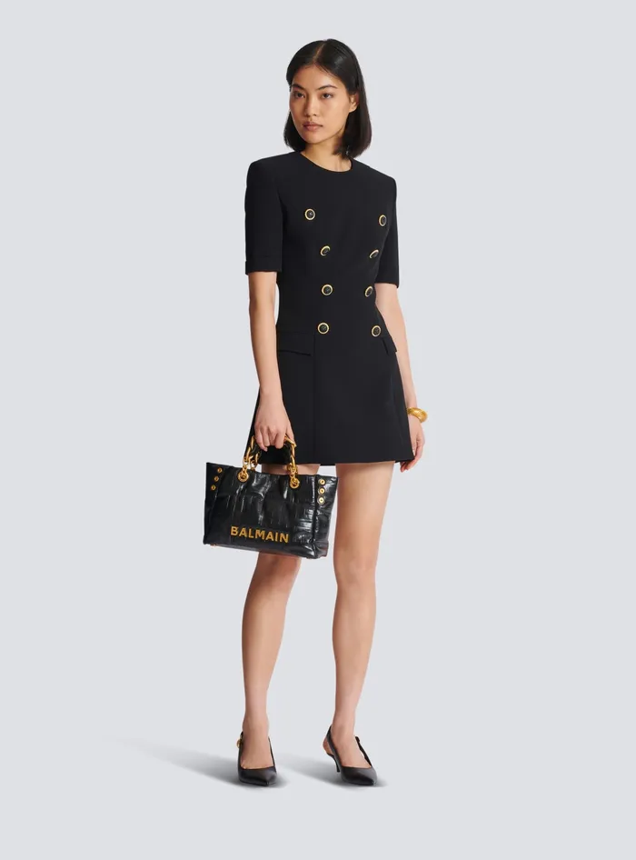 Balmain Dresses Women 8button Crepe Dress Black