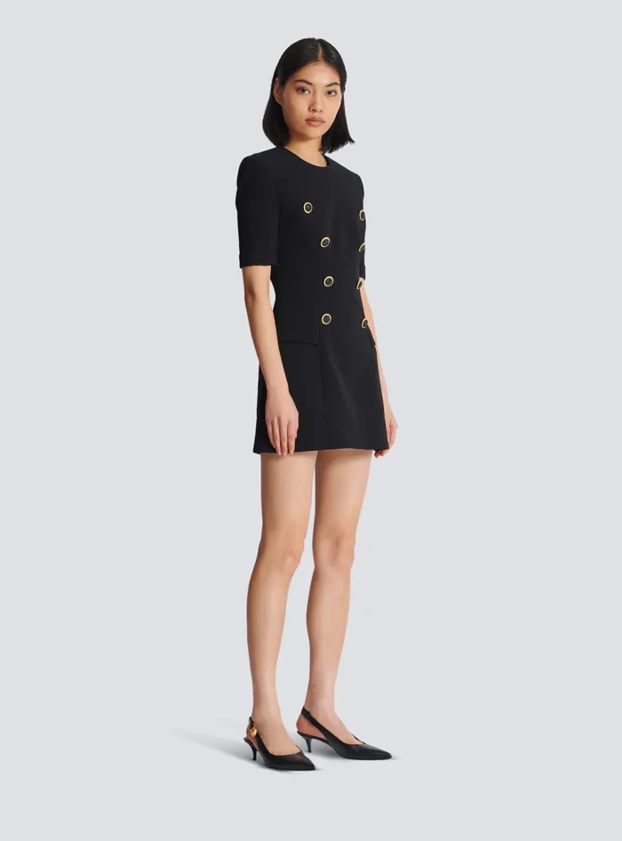 Balmain Dresses Women 8button Crepe Dress Black