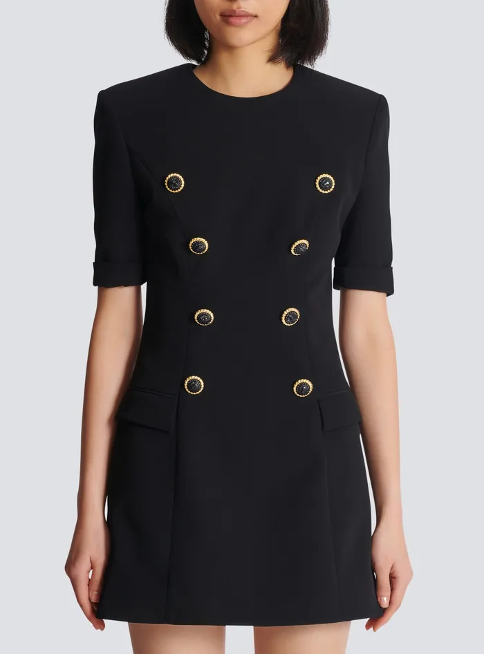 Balmain Dresses Women 8button Crepe Dress Black