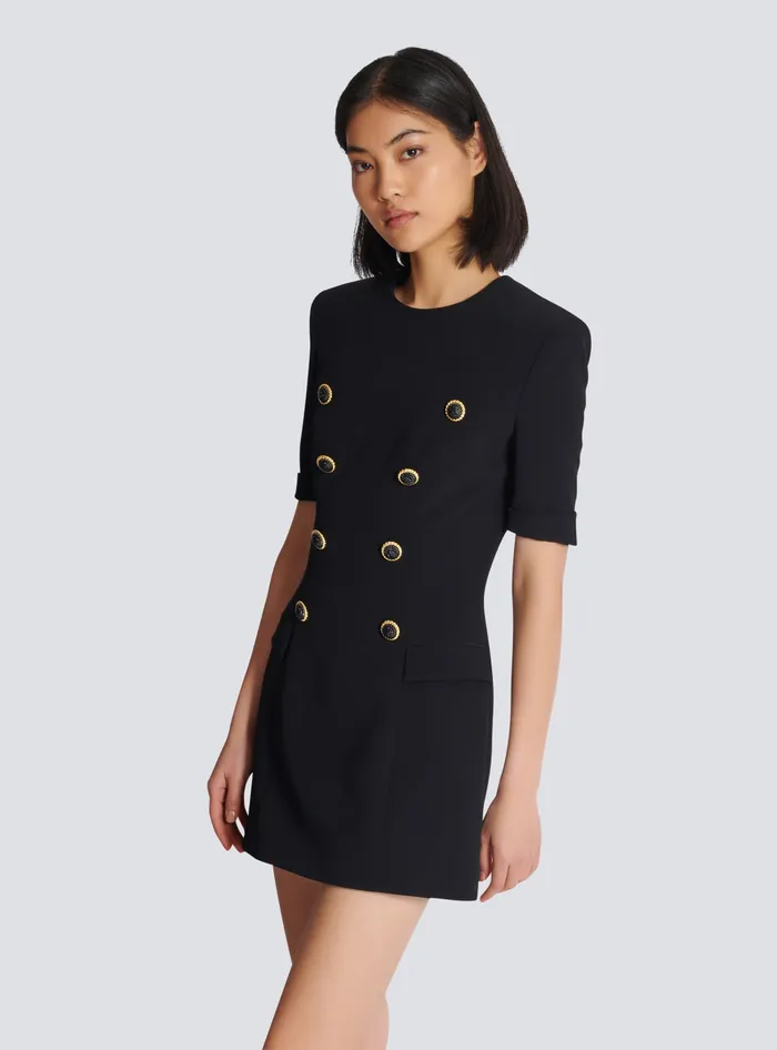 Balmain Dresses Women 8button Crepe Dress Black