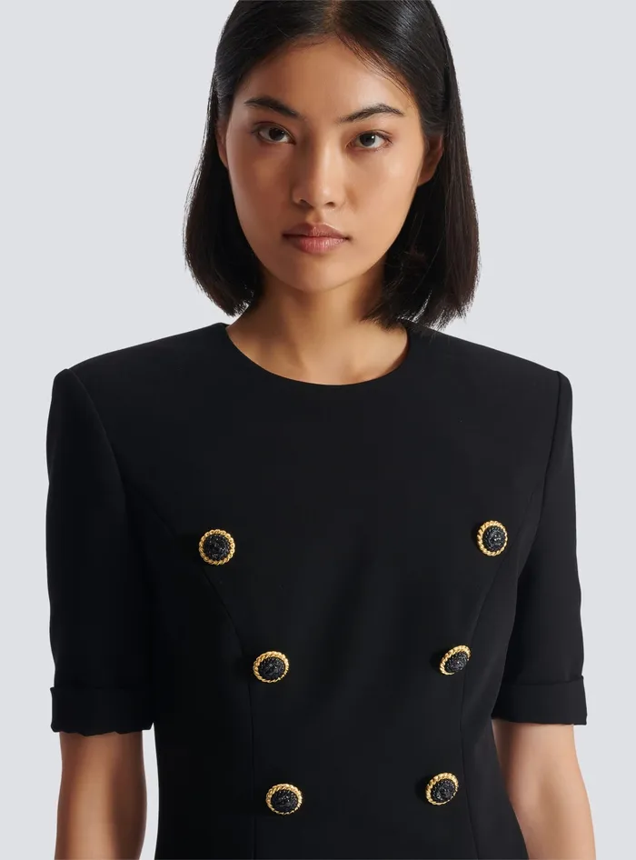Balmain Dresses Women 8button Crepe Dress Black