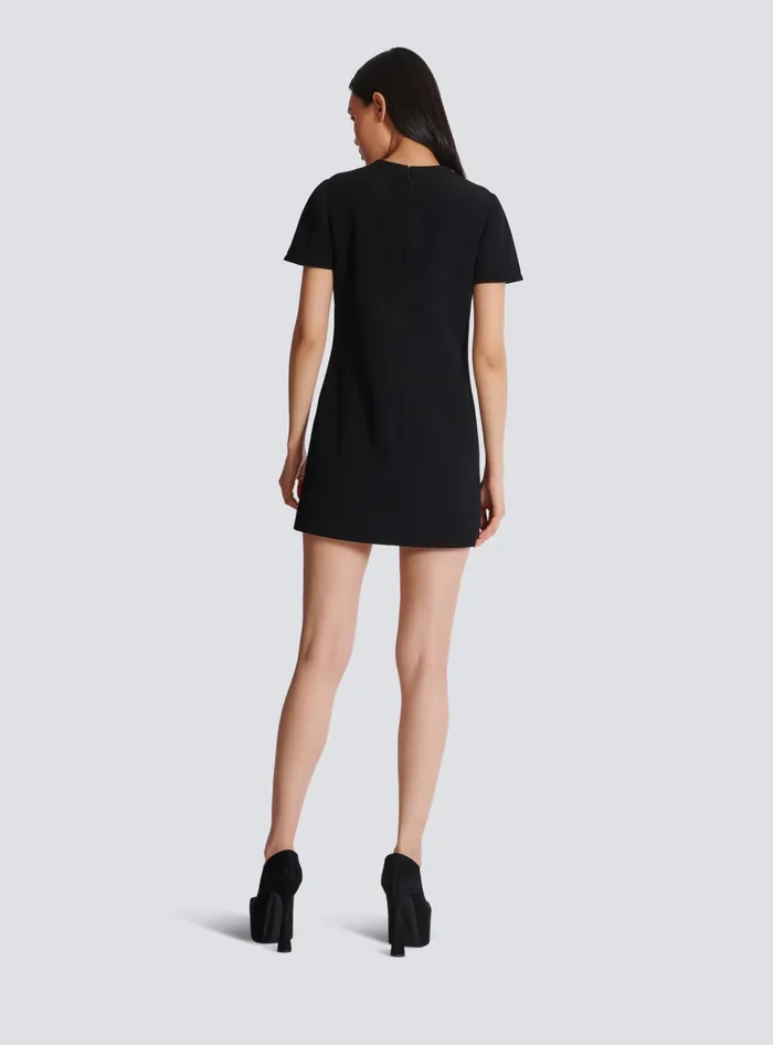 Balmain Dresses Women Embroidered Crepe Shift Dress Black