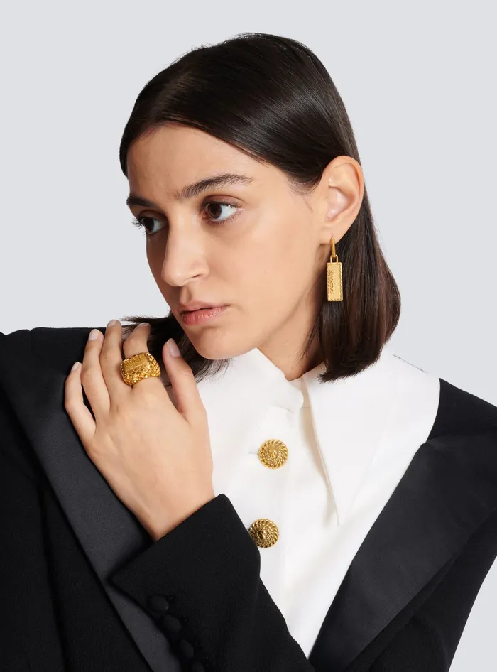 Balmain Fashion Jewelry Women Signature Mesh Ring Gold