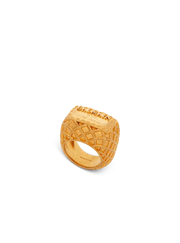 Balmain Fashion Jewelry Women Signature Mesh Ring Gold
