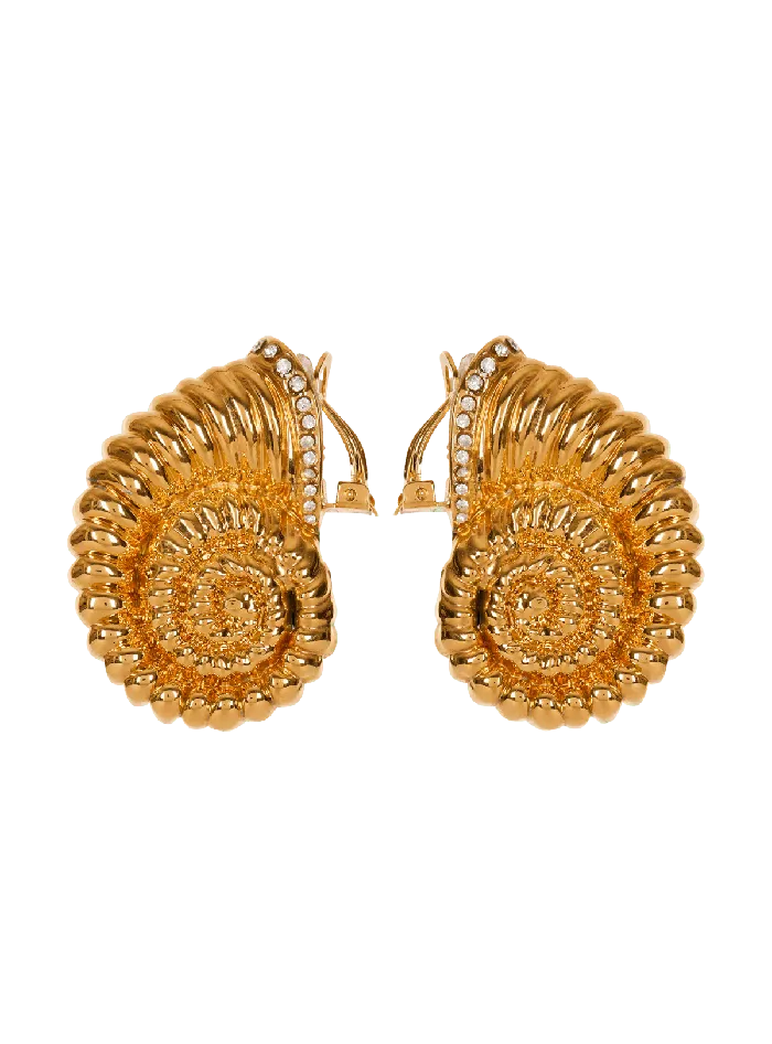 Balmain Fashion Jewelry Women Snail Brass And Rhinestone Earrings Gold