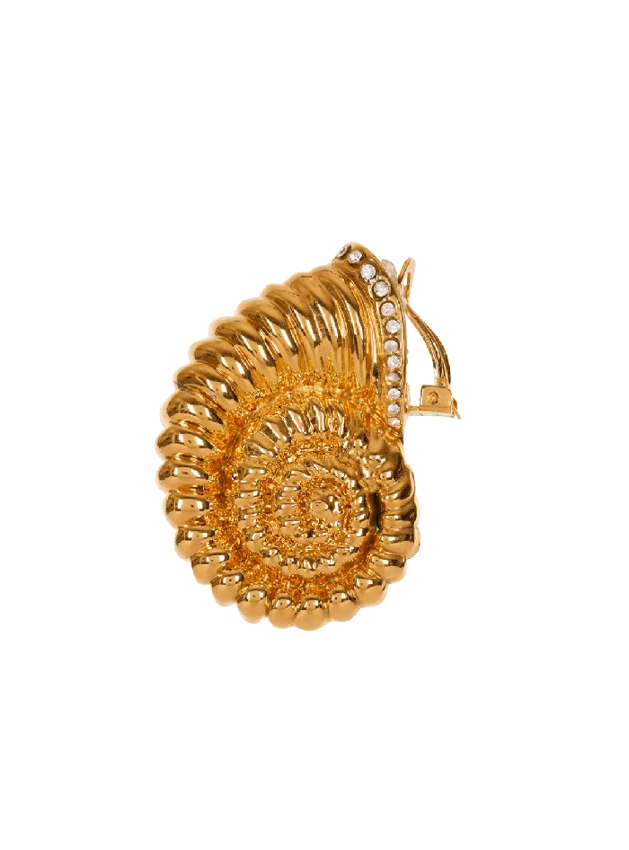 Balmain Fashion Jewelry Women Snail Brass And Rhinestone Earrings Gold