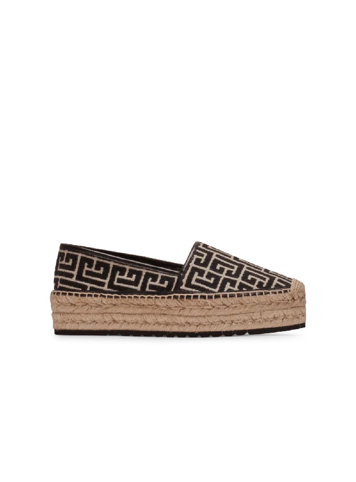 Balmain Flat Shoes Women Alex Espadrilles With Jacquard Monogram Black