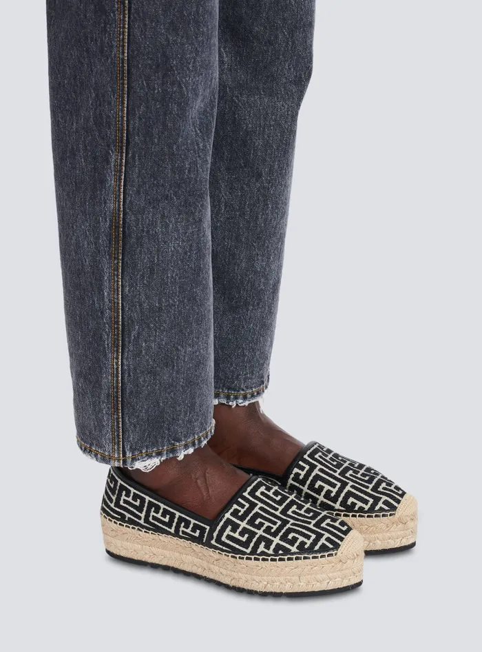 Balmain Flat Shoes Women Alex Espadrilles With Jacquard Monogram Black